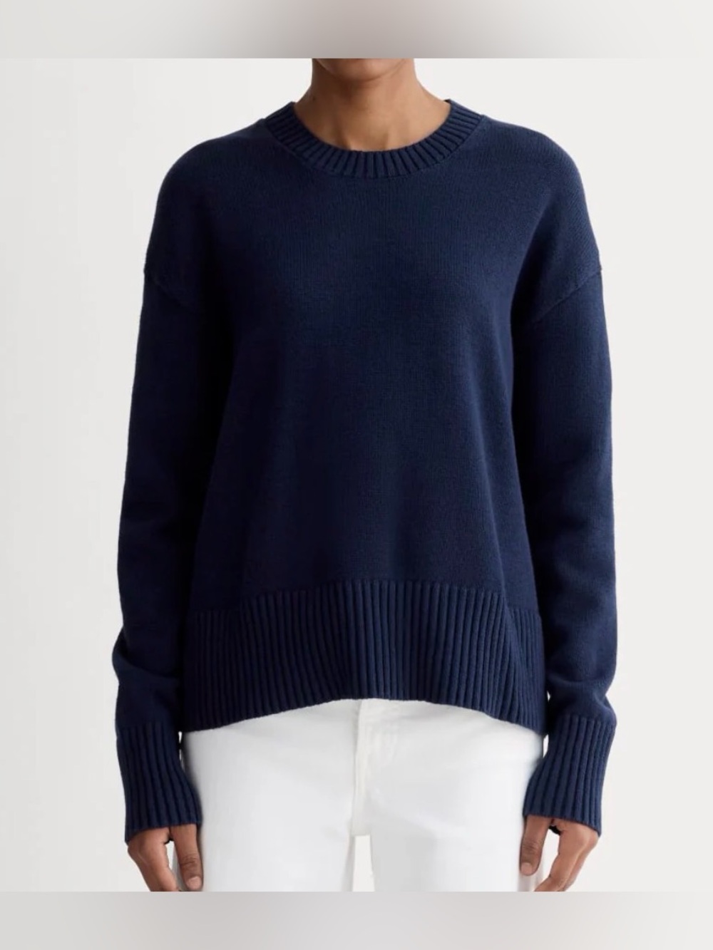 Everlane $98 The Boxy Sweater Navy Size Small